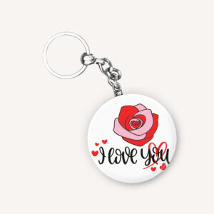 i Love You Badge 2 KeyChain